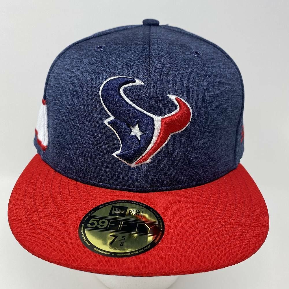 NWT Houston Texans Sideline Onfield Fitted Hat 7 5/8‎ Cap Logo NFL Football Blue